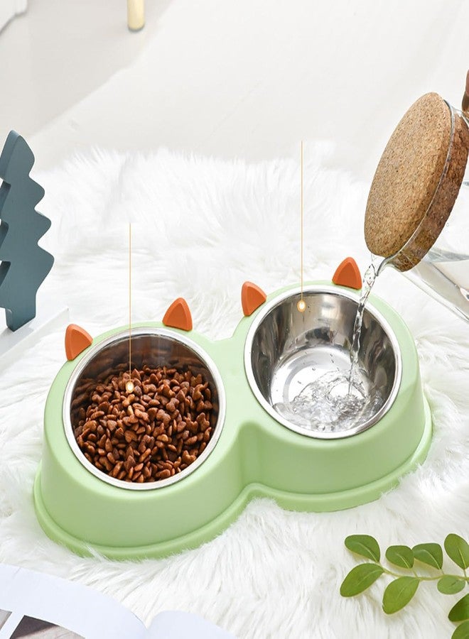 Evona 2-in-1 Food and Water Bowl for Dog, Puppies, Cats, Rabbit & Kittens, Anti Slip Stainless Steel Double Diner Dog and Cat Food Bowl, Pet Food and Water Bowl for Small Dog, Puppies and Cat (Green) - Image 2